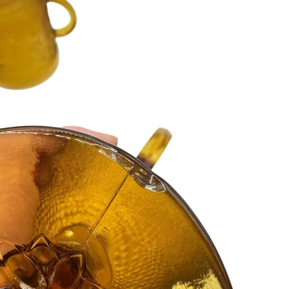 VTG Set of 3 70's Indiana Amber Glass Tiara Sandwich Goblet Mug Wine Water